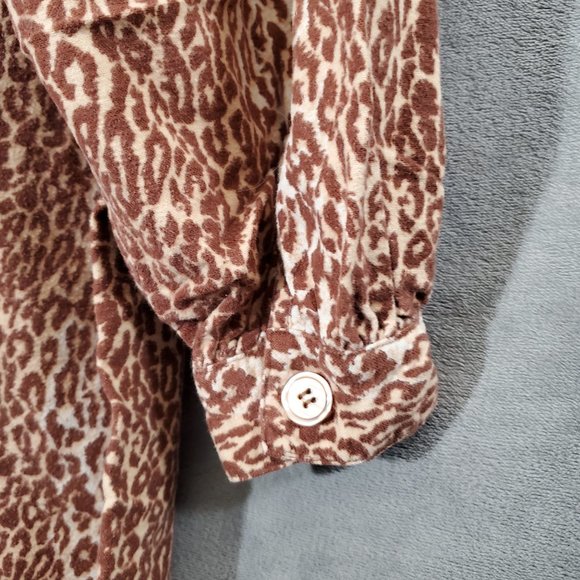Newport News Button Down Flannel Long Sleeve Night Shirt Leopard Print S… - Picture 3 of 9
